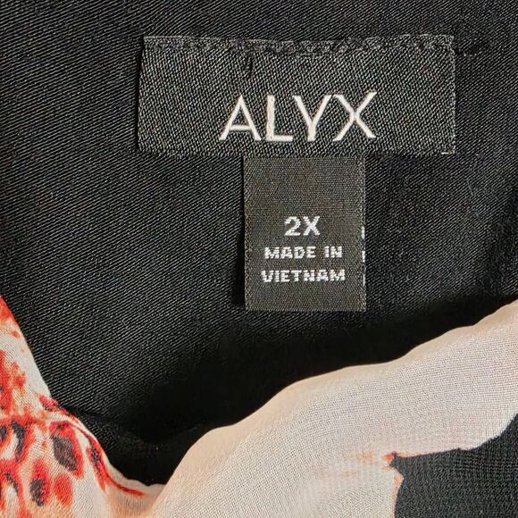 Alyx Floral Chiffon Layered Blouse Black Red 2X - Picture 6 of 9